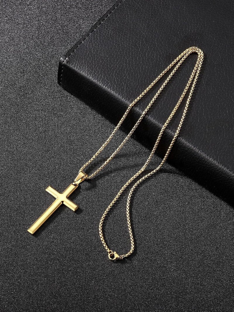 PiercingJ Cross Necklace Black Gold Silver Rotating Pendant Crucifix Necklaces For Him Men's Christmas Birthday Gift - Image 4
